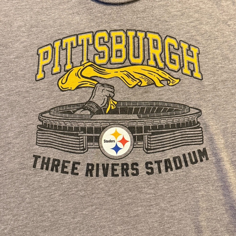 Pittsburgh Steelers T Shirt Mens XL Gray Three Rivers Stadium NFL Fan Tee